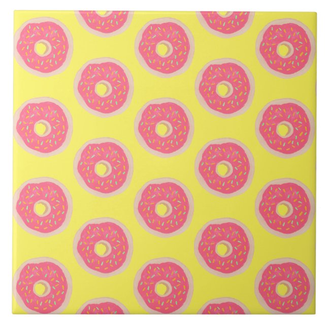 Trendige rosa Sprinkles-Donuts Lustiges Muster  Fliese (Vorderseite)