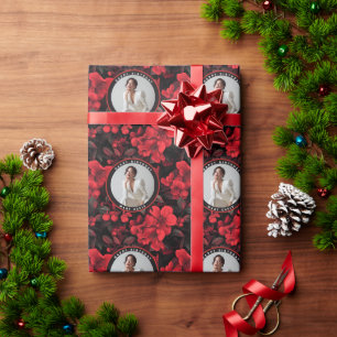 Trendige Rose Florale Geburtstagsfeier Geschenkpapier