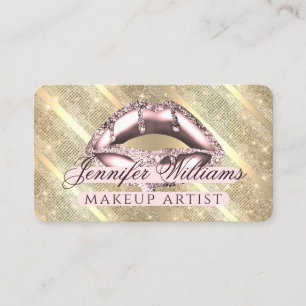 Trendige Rose Gold Glitzer Lips Makeup Artist Gold Visitenkarte