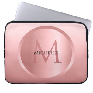 Trendige Rose Gold Template Elegant Mit Monogramm Laptopschutzhülle