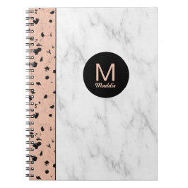 Trendige Rose Gold und Marmor mit Monogramm Notizblock