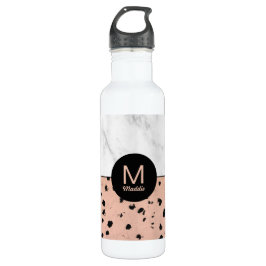 Trendige Rose Gold und Marmor mit Monogramm Trinkflasche