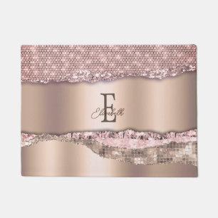 Trendige Roségold-Diamanten Glitter-Monogramm Fußmatte