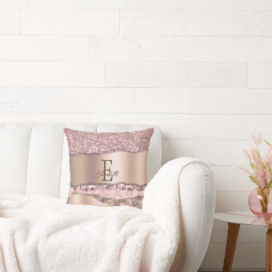 Trendige Roségold-Diamanten Glitter-Monogramm Kissen