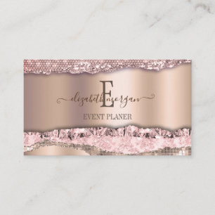 Trendige Roségold-Diamanten Glitter-Monogramm Visitenkarte