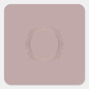 Trendige Roségold-Leer-Vorlage Textdesign Quadratischer Aufkleber