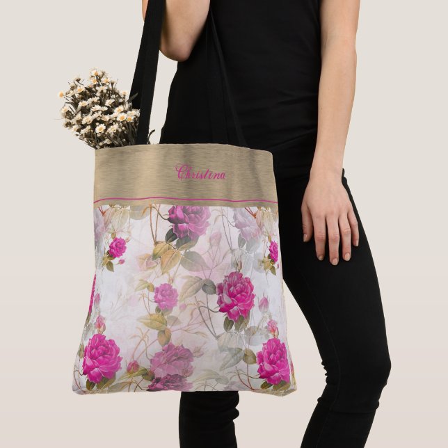 Trendige Rose's Tasche mit Monogramm (Von Nahem)
