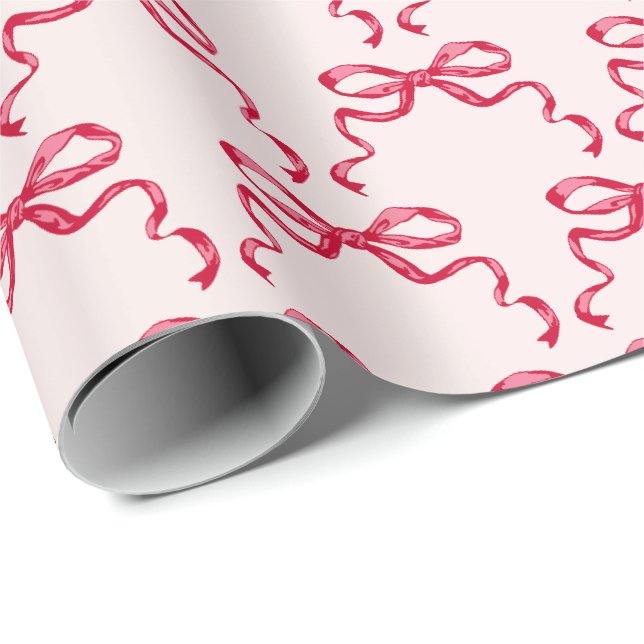 Trendige rote Bandschleifen Geschenkpapier (Rolleneckpunkt)