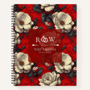 Trendige rote Gardenien Fantasy Rustikale Hochzeit Notizbuch