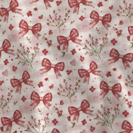 Trendige rote Schleifen Cottagecore Gingham-Blumen Stoff