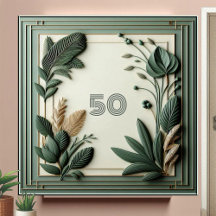 Trendige Salbeigrüne Art Deco Blätter Botanische Z