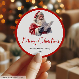 Trendige Santa-Claus-Schriftart für Festtagsaufkle Runder Aufkleber