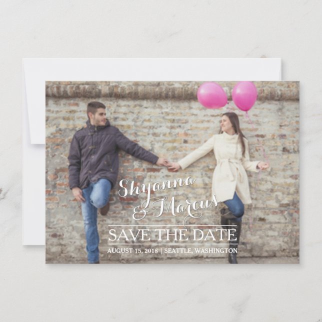 Trendige Save the Date horizontale Fotovorlage (Vorderseite)