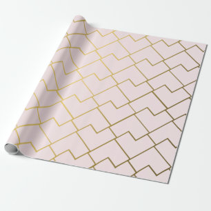 Trendige Schicke Geometrische Goldene Rosafarbene  Geschenkpapier