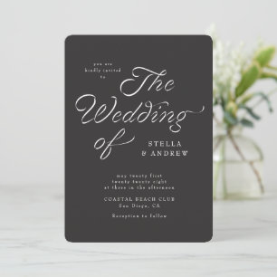 Trendige Schleife Elegante Schrift Hochzeitseinlad Einladung