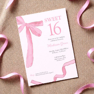 Trendige Schleifen-Schärpe Coquette Sweet 16 Rosé  Einladung