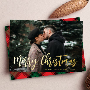 Trendige Schrift Frohe Weihnachten Foto Folien Feiertagskarte