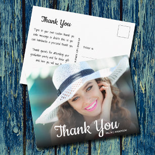 Trendige Schriftart Danke Foto Abschluss Postkarte
