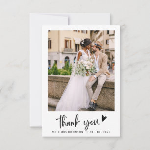 Trendige schwarze und weiße Hochzeit Dankeskarte