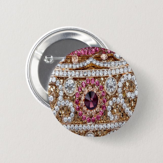 trendige, silberfarbene goldgelbe bordeauxrosa Böh Button (Vorne & Hinten)