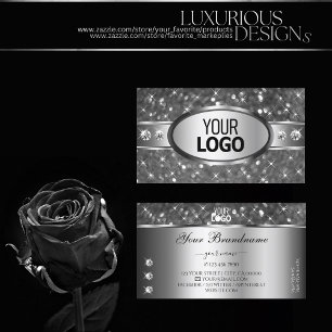 Trendige Silver Glitzer Sparkle Diamonds Modern Visitenkarte