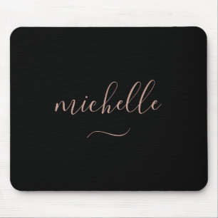 Trendige Skript-Monogramm Schwarz Gold Mousepad
