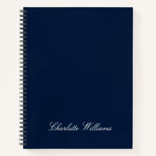 Trendige Skript Navy Blau Minimalistisches Monogra Notizbuch