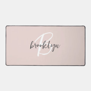 Trendige Skript-Rosa-Graue Monogramm-Name Schreibtischunterlage