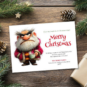 Trendige skurrile Claus editierbare Weihnachtsgrüß Feiertagskarte