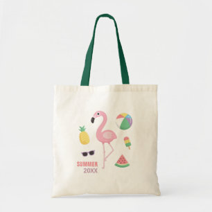 Trendige Sommer-Pink-Flamingo-Luau-Mädchen-Strandt Tragetasche
