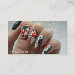 Trendige Splatter-Paint-Nagelkunst Maniküre-Treue  Visitenkarte