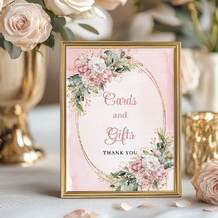 Trendige staubrosa Blumen Gold Glitter Karten Gesc Poster