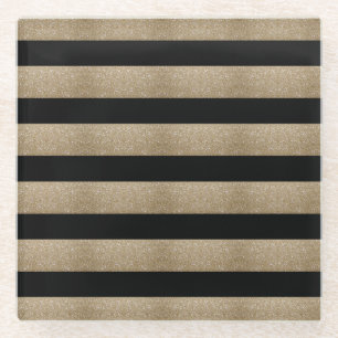 trendige stilvolle geometrische schwarze und golde glasuntersetzer