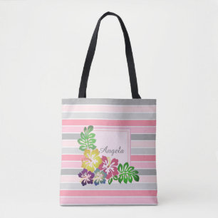 Trendige Streifen, Hawaii Hibiskus - Personalisier
