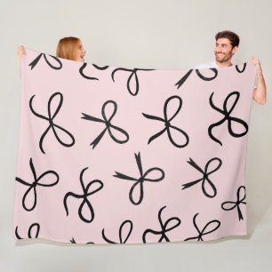 Trendige süße kleine schwarze Schleifen Rosa Fleecedecke