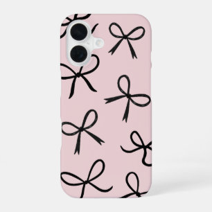 Trendige Süße Kleine Schwarze Schleifen Rosa iPhone 16 Hülle
