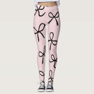 Trendige Süße Kleine Schwarze Schleifen Rosa Leggings