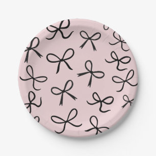 Trendige süße kleine schwarze Schleifen Rosa Pappteller