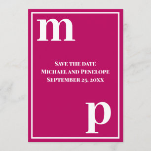 Trendige süße Monogramm Magenta Save-the-Date Einladung