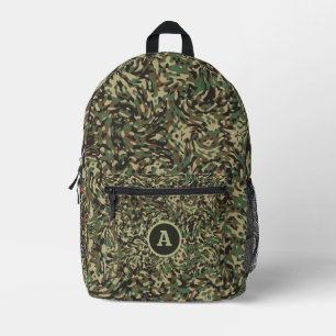Trendige Tarnung Grün Personalisierter Buchstabe Bedruckter Rucksack