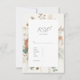 Trendige Terrakotta-Blumen und Hochzeitsessen RSVP Karte