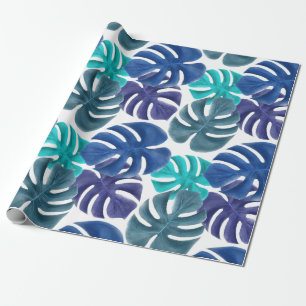 Trendige tropische königsblaue und aquafarbene Mon Geschenkpapier