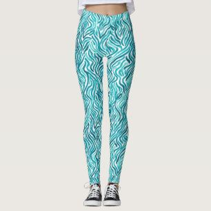 Trendige Türkis-Ozeanwellen-Aquarell-Muster Leggings