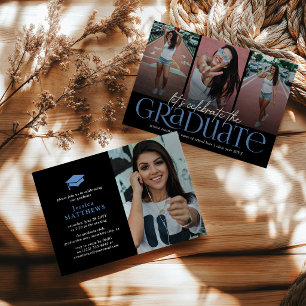 Trendige Typografie Foto Collage Abschlussfeier Einladung