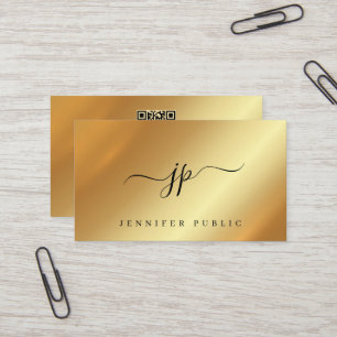 Trendige Typografie Monogramm Gold Luxuriöse Seide Visitenkarte