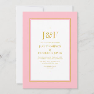 Trendige Typografie Rosa und Goldene Hochzeitseinl Einladung