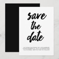 Trendige Typografie Schwarz-Weiß Save-the-Date