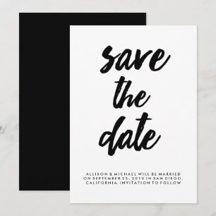 Trendige Typografie Schwarz-Weiß Save-the-Date Einladung