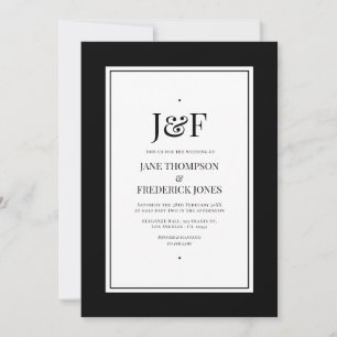Trendige Typografie Schwarze und Weiße Hochzeit Einladung