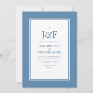 Trendige Typografie Staubblau Hochzeit Einladung